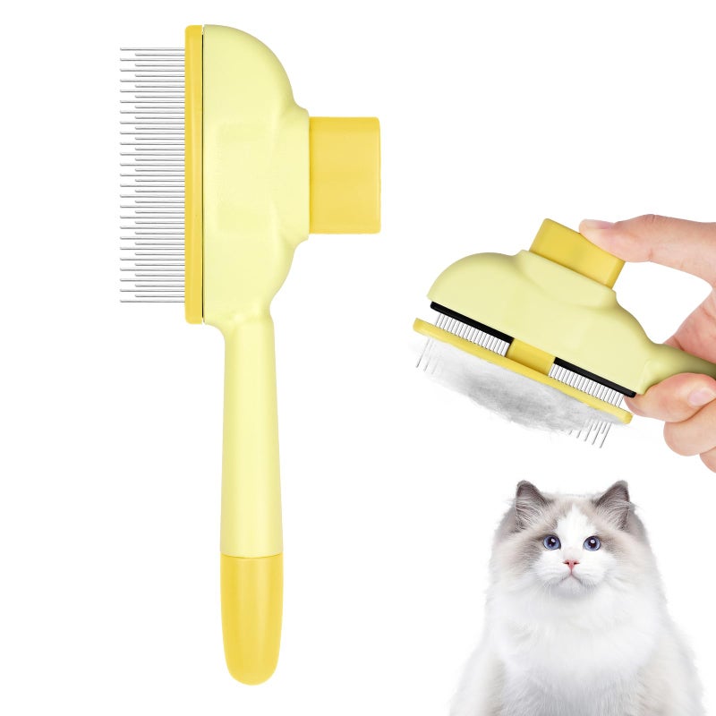 OFFCUP Dog Cat Comb, Long and Short Teeth Stainless Steel Combs, Durable Self-Cleaning Grooming Combs with Release Button, Flea Comb for Loss - Image 2