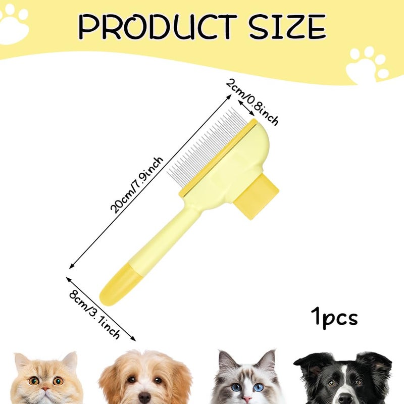 OFFCUP Dog Cat Comb, Long and Short Teeth Stainless Steel Combs, Durable Self-Cleaning Grooming Combs with Release Button, Flea Comb for Loss - Image 3