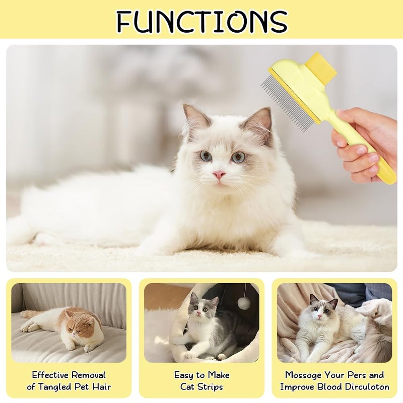 OFFCUP Dog Cat Comb, Long and Short Teeth Stainless Steel Combs, Durable Self-Cleaning Grooming Combs with Release Button, Flea Comb for Loss - Image 5