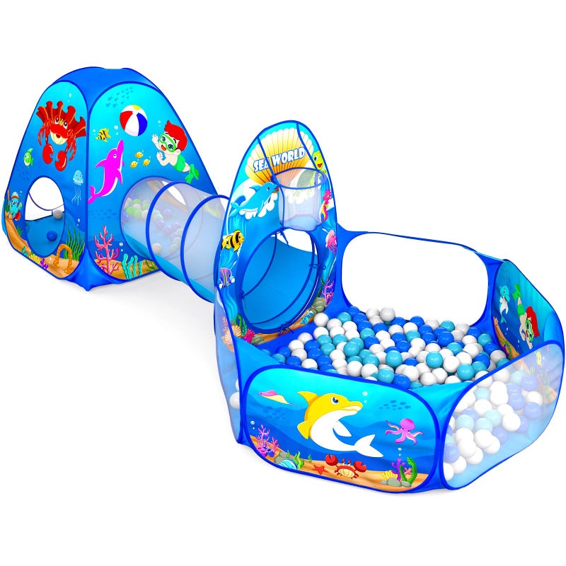 GeerWest 3PC Kids Ball Pits for Toddlers with Kids Play Tent Tunnel for Baby Children Pop Up IndoorOutdoor Playhouse Toy for Boys and Girls Best Birthday Gifts for 3 4 5 Years Old - Image 2
