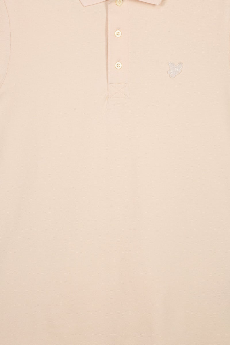 Lyle & Scott Men Regular Fit Embroidered Logo Short Sleeve Polo Shirt, Light Peach - Image 5