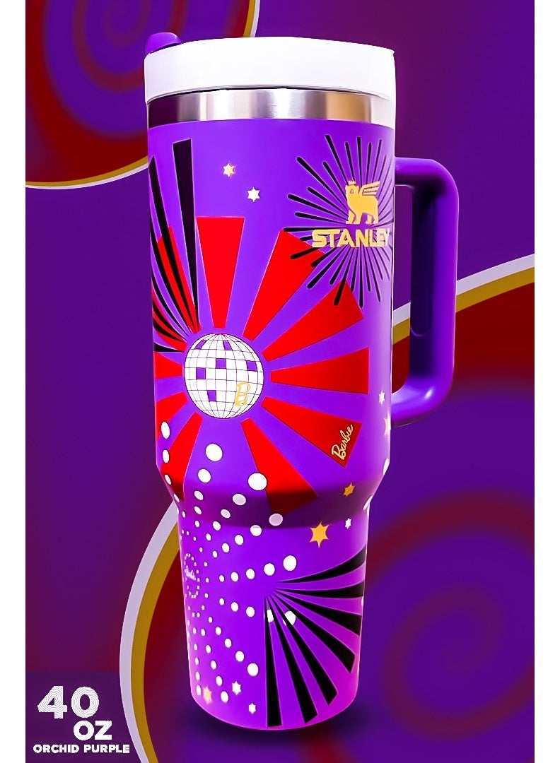 Stanley x Barbie 40oz Tumbler Stainless Steel Travel Mug with Reusable Straw BPA Free Eco Friendly and Dishwasher Safe Featuring Leakproof FlowState Lid and Double Wall Insulation to Keep Beverages Hot for 16 Hours and Cold for 24 Hours Slim Base Fits Most Car Cup Holders with Rugged Ergonomic Handle for Convenient Use at Home Office Travel or On the Go - Image 2