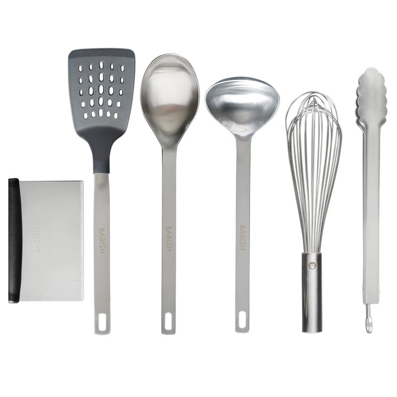 Babish Babish 11 Piece Essential Teak Wood, Silicone, and Stainless Steel Tool Set  - Image 5