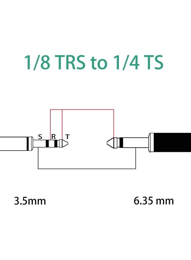 JOMLEY كابل ستيريو 1/8 بوصة إلى 1/4 بوصة، 6.35 مم (1/4 بوصة) TS إلى 3.5 مم (1/8 بوصة) TRS، كابل محول ستيريو 3.5 مم TRS إلى 1/4 بوصة TS مونو - 3.3 قدم - Image 5