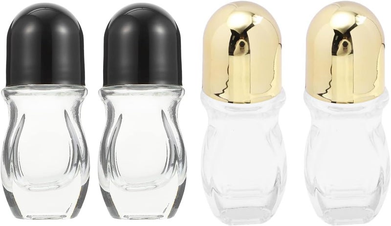TEONEI Glass Empty Roller Bottles Containers,Essential Oil Roller Bottle,Empty Deodorant Roller Bottle,4PCS(30ML)