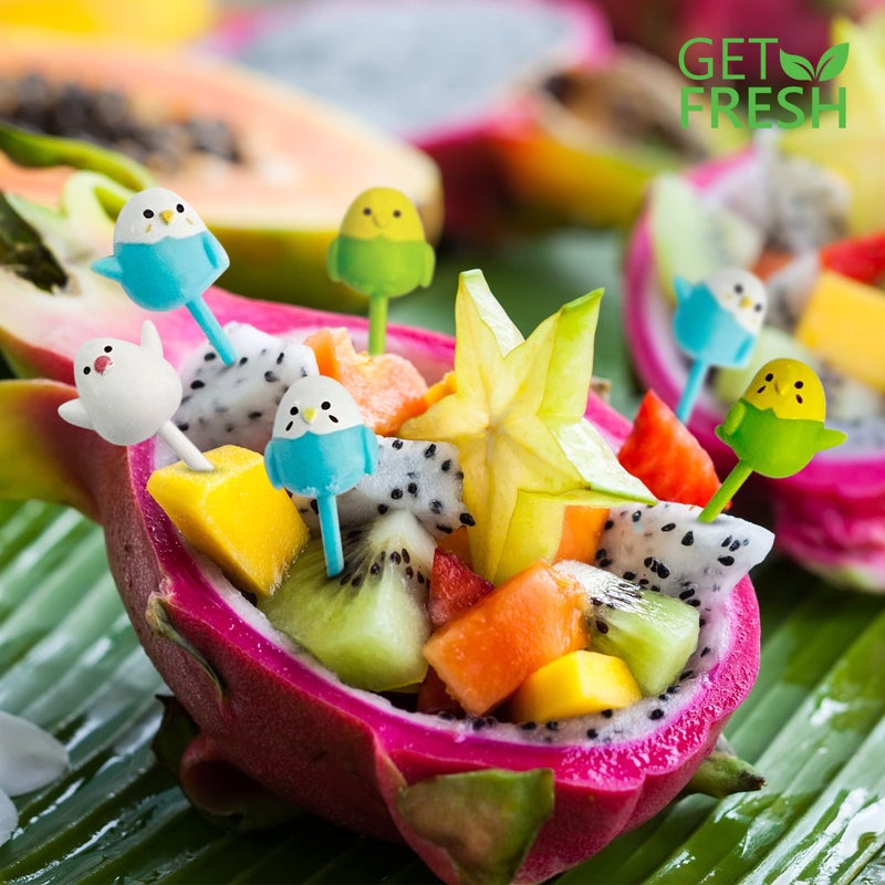 GET FRESH Animal Food Picks for Kids - 18-pcs Cute Bird Fruit Food Picks Set for Kids Toddlers Lunch Box Decoration - Animal Bento Deco Children Toothpicks - Reusable Easter Chicken Kids Toothpicks - Image 3