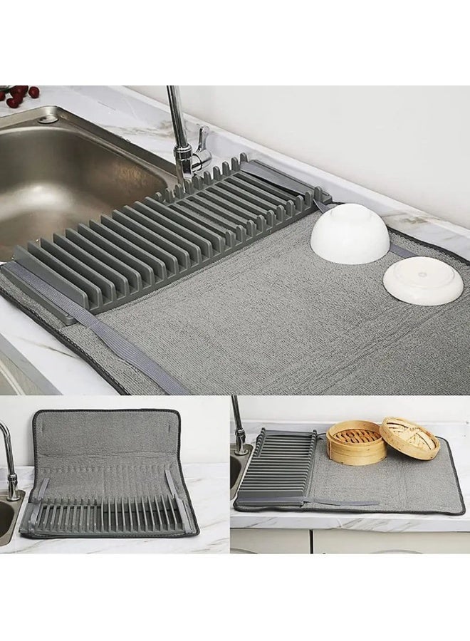 NAMA Microfiber Dish Drying Mat (2 Pack) – Super Absorbent Drying Mat with Dish and Spoon Holder, Practical and Perfect for Kitchen - Image 3