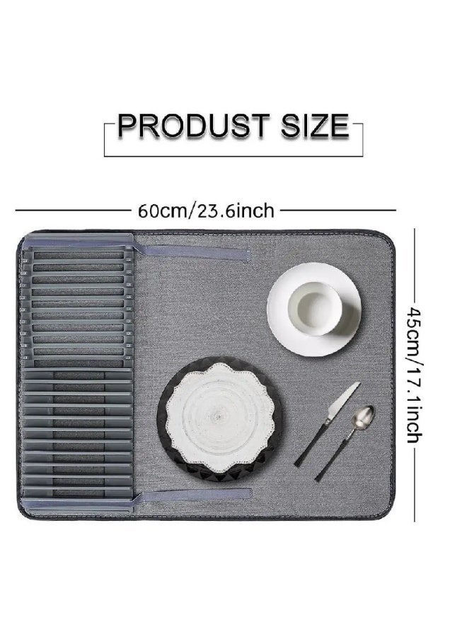 NAMA Microfiber Dish Drying Mat (2 Pack) – Super Absorbent Drying Mat with Dish and Spoon Holder, Practical and Perfect for Kitchen - Image 4