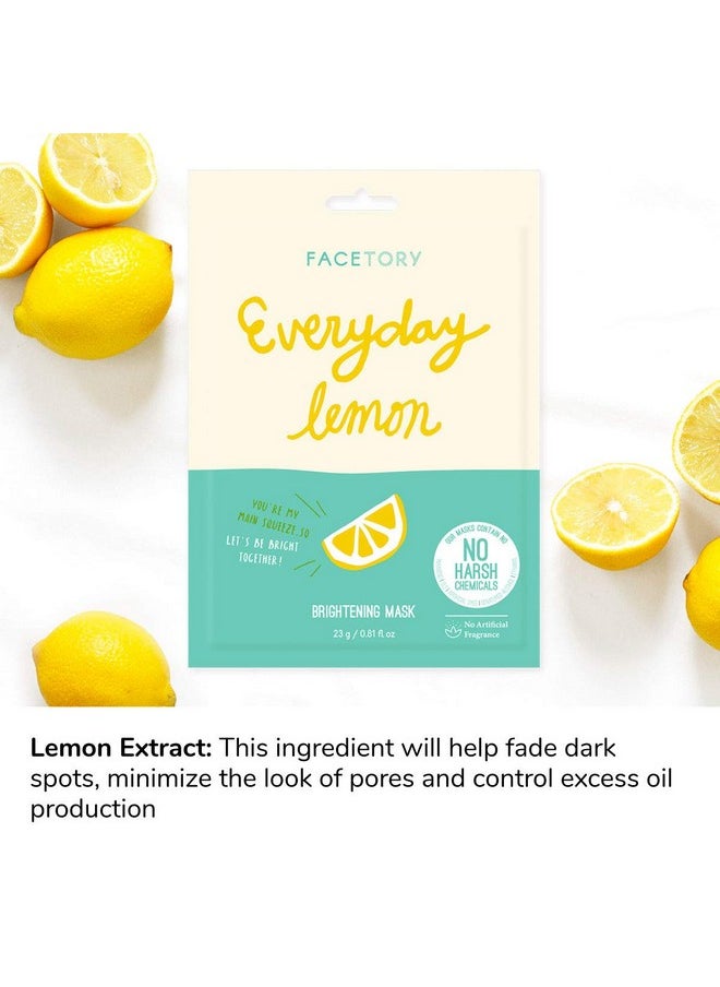 FACETORY Everyday Lemon Illuminating Sheet Mask With No Harsh Chemicals Soft Formfitting Face Mask For All Skin Types Illuminating Clarifying And Balancing (Pack Of 5)  - Image 3