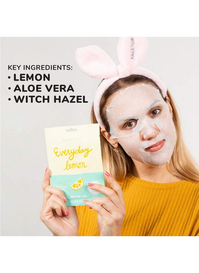 FACETORY Everyday Lemon Illuminating Sheet Mask With No Harsh Chemicals Soft Formfitting Face Mask For All Skin Types Illuminating Clarifying And Balancing (Pack Of 5)  - Image 2