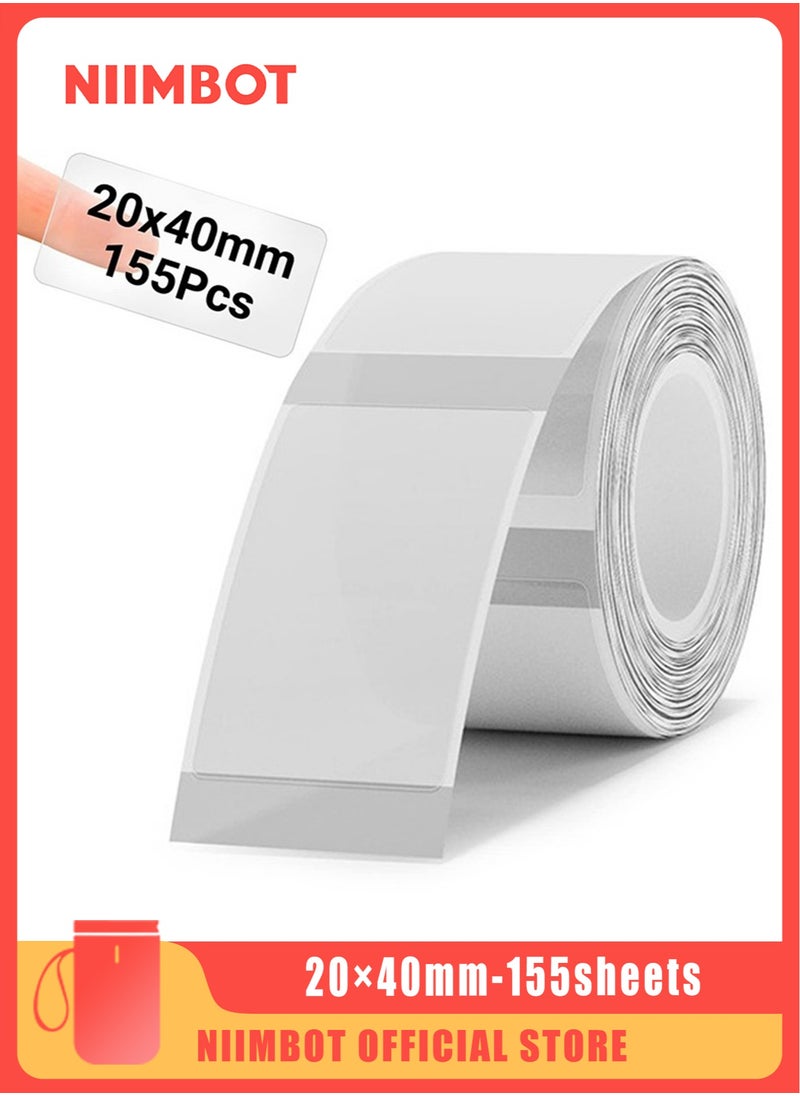 NIIMBOT D101 Label Maker Tape Waterproof Transparent Thermal Label Paper Sticker Labels for Barcode Printing 20*40mm  - Image 1