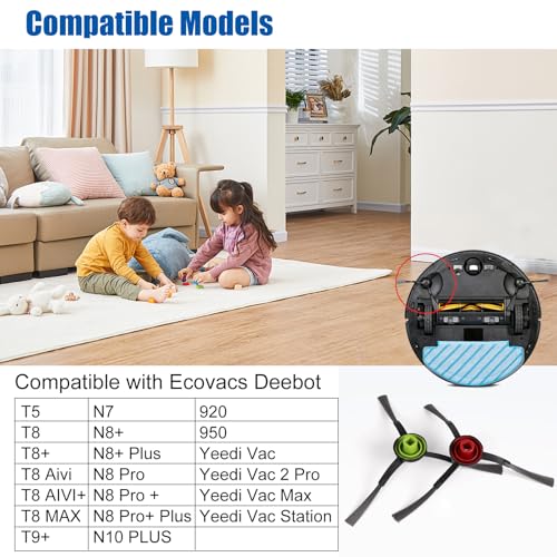 Detetap Replacement Side Brushes for ECOVACS Deebot Ozmo T8 T8+ T8 Aivi T8 AIVI+ T8 MAX T9+ T5 N8+ / N8+ N8 Pro N8 Pro + / N8 Pro+ N10 PLUS N7 OZMO 920 950 for Yeedi Vac 2 Pro Vac Max Vac Station Vacuums - Image 2