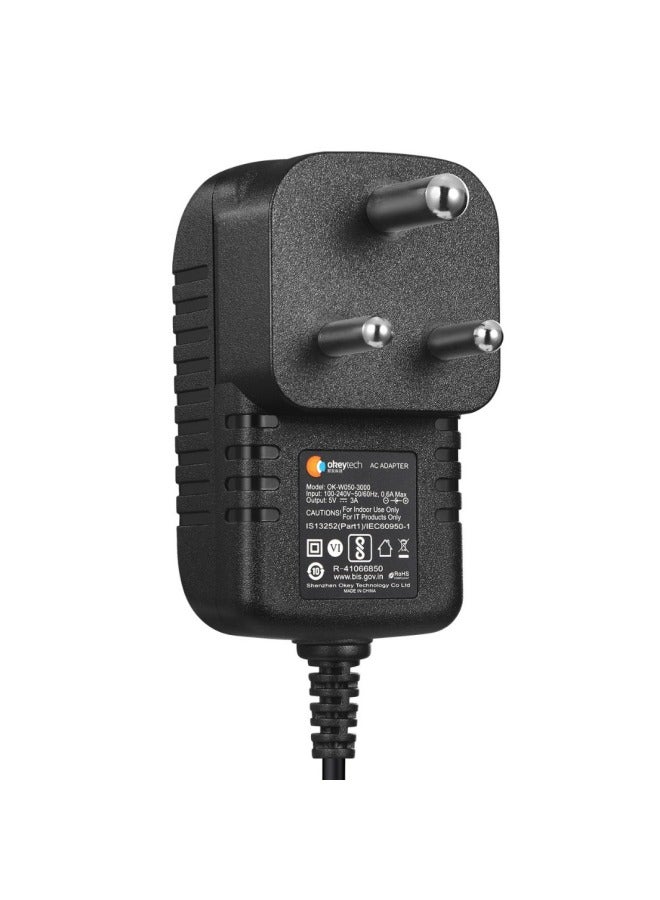 Suitable For It Products Indian Standard Bis Certified Power Adapter 5V3A Wall-Mounted Charger-Color:black-Specifications:Regular Fit