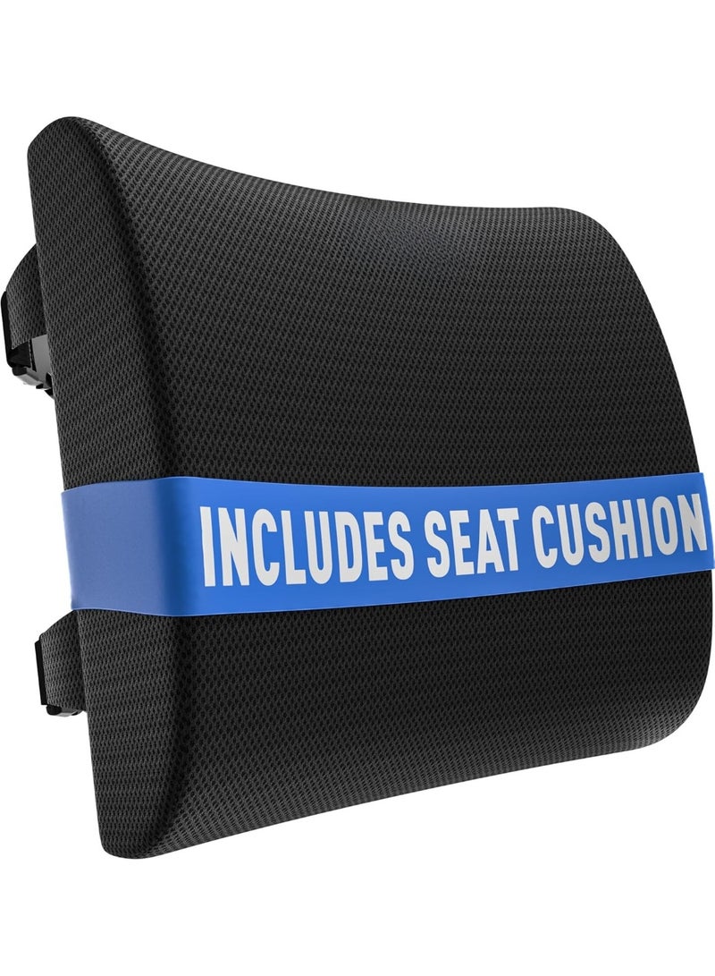 Memory Foam Seat Cushion and Lumbar Support Pillow for Office Chair, Car Seat & Gaming Chair, Ergonomic Back Support Cushion - Image 1