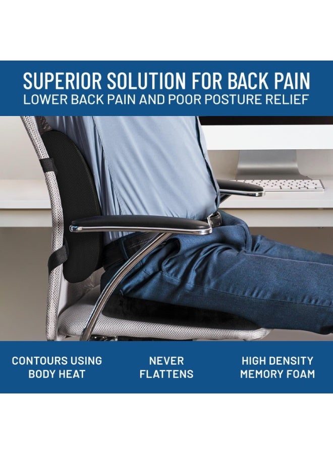 Memory Foam Seat Cushion and Lumbar Support Pillow for Office Chair, Car Seat & Gaming Chair, Ergonomic Back Support Cushion - Image 5