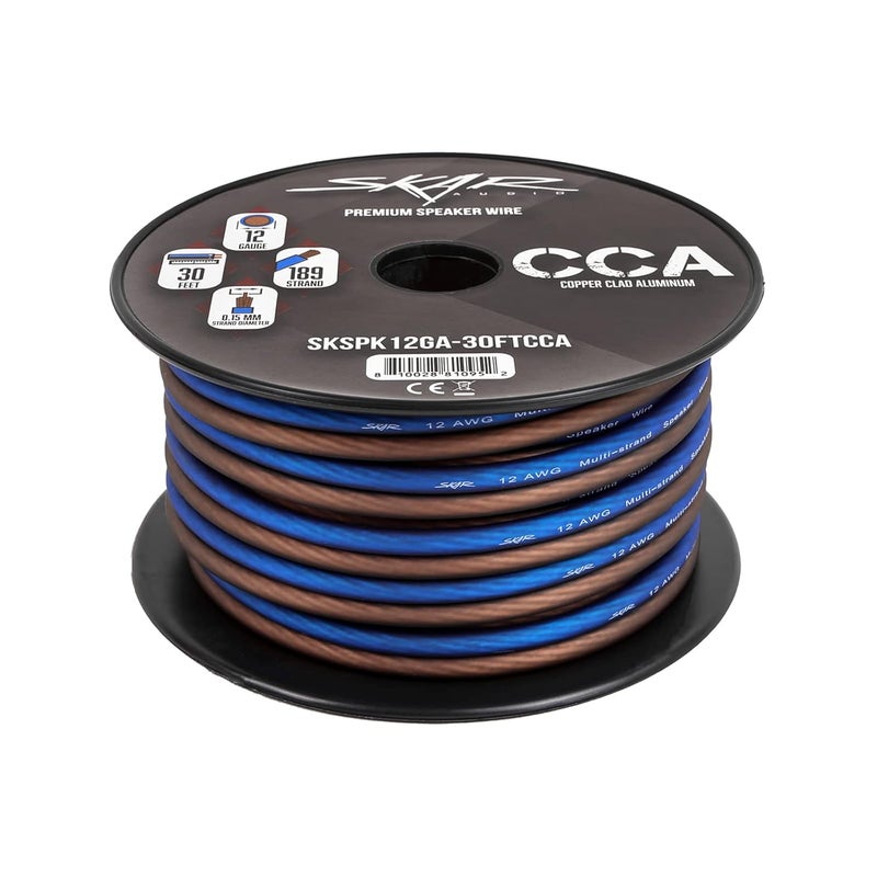 SKAR AUDIO 12 Gauge AWG Audio Speaker Wire - 30 Feet (Blue/Brown) - Image 3