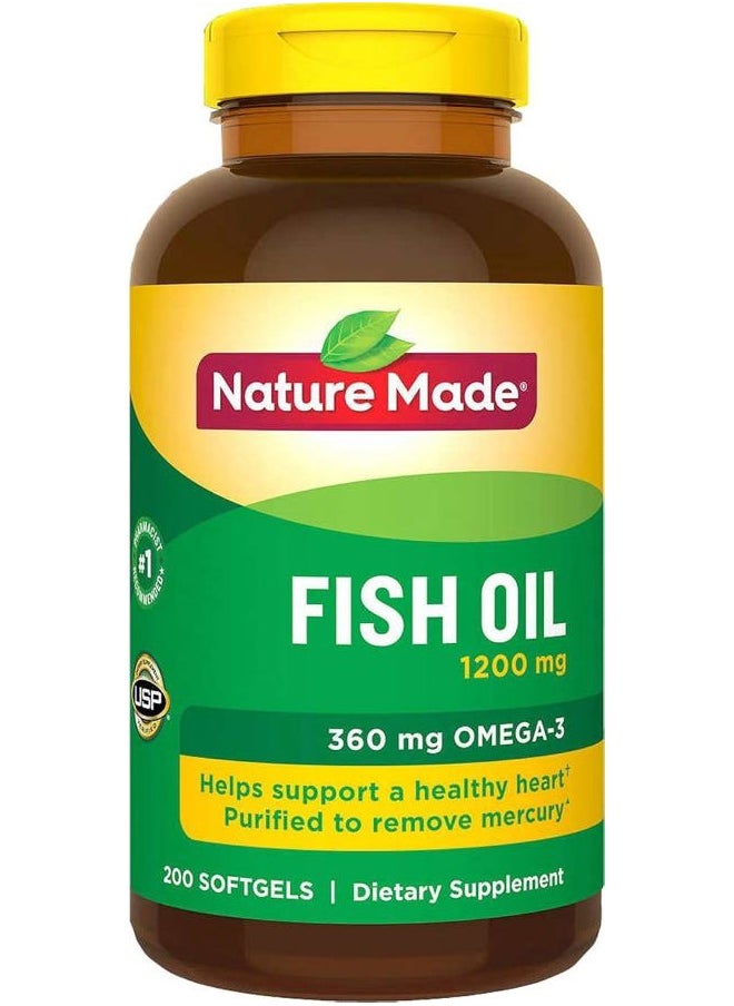 Nature Made Fish Oil 1200 Mg (360 Mg Omega-3) 200 Liquid Softgels  - Image 1