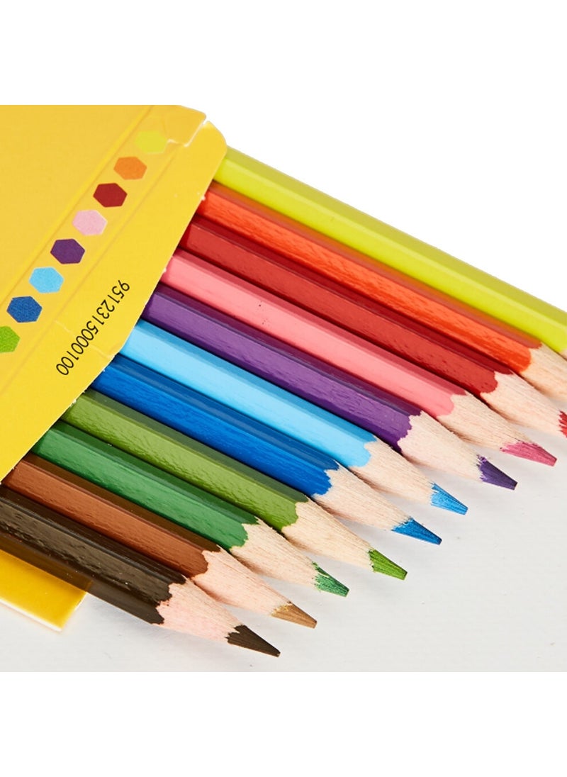 Adel 15 Pieces Colour Pencils 12 Colours Full Size  - Image 2