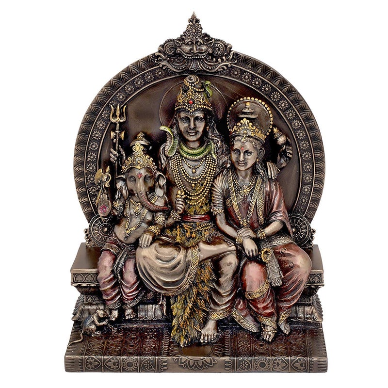 Idol Collections Lord Shiva Shiv Parivar Family Idol Hindu God Figurine Ganesh Parvati Shiv Statue Decor Gift, Height : 8 inch - Image 3