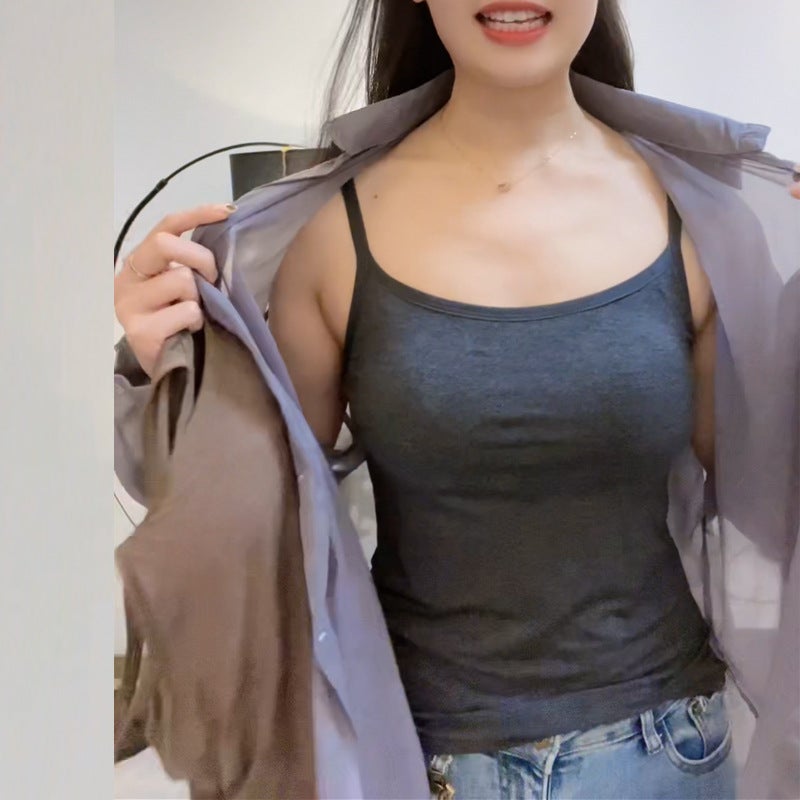 حمالة صدر داخلية للنساء مع حزام وسادة صدر قطعة واحدة ملابس خارجية علوية تناسب جميع الأوقات صيفية رقيقة جميلة من الخلف - Image 3