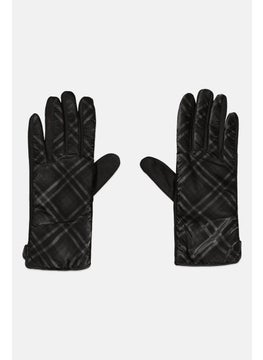 Justin Gregory Women 1 Pair Plaid Puffer Gloves, Black  - Image 1