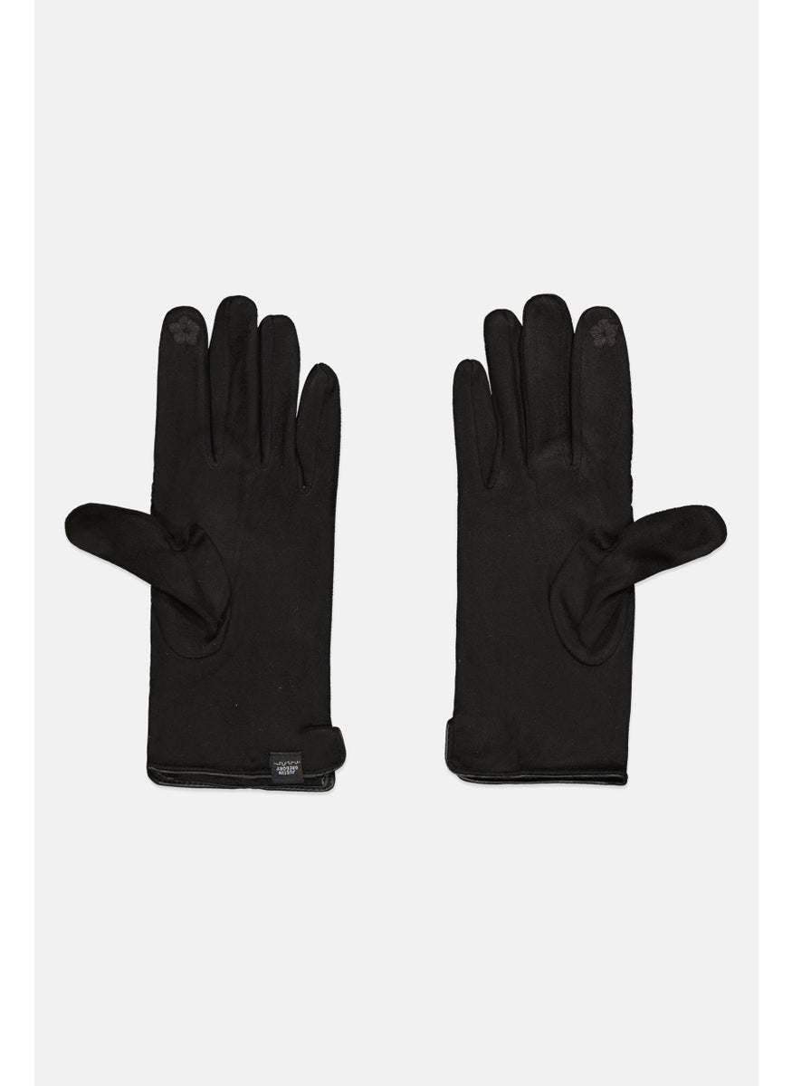 Women 1 Pair Plaid Puffer Gloves, Black