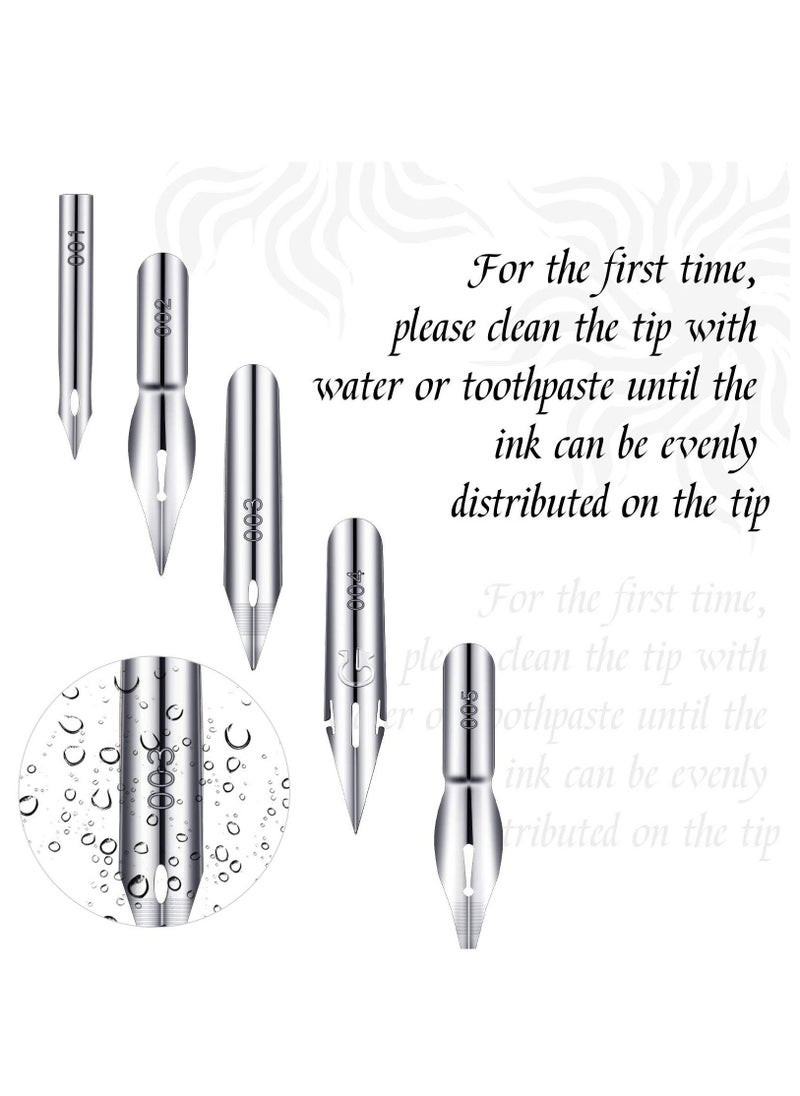 Excefore 11 Pieces Comic Pen Nib Set, G-Pen Ink Nib Stainless Steel Drawing Comic Pen Nib Calligraphy Nibs with Wooden Comic Pen Nib Holder for Writing, Painting, Signing, White  - Image 2