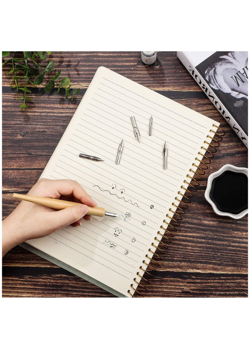 Excefore 11 Pieces Comic Pen Nib Set, G-Pen Ink Nib Stainless Steel Drawing Comic Pen Nib Calligraphy Nibs with Wooden Comic Pen Nib Holder for Writing, Painting, Signing, White  - Image 5