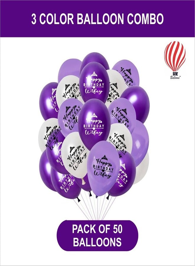 HK Balloons Wife Birthday Decoration Items Happy Birthday My Wife Balloons Romantic Birthday Decoration for Love Theme Party Balloons Surprise Birthday Decor Pack Of 50Pcs - Image 2