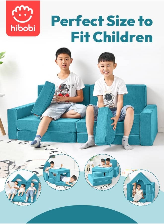 Kids Junior Play Couch,  Modular Toddler Play Sofa- Blue 