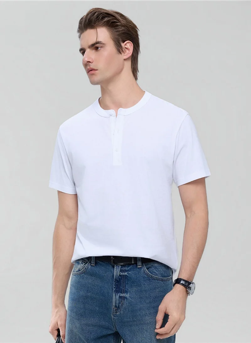 جيوردانو Men’s Slim Henley Short-Sleeve Button Front Tee