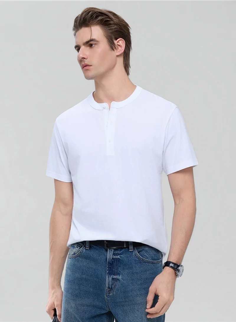 جيوردانو Men’s Slim Henley Short-Sleeve Button Front Tee