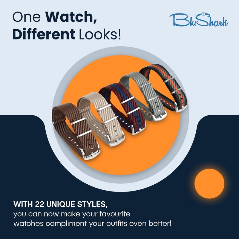 BluShark Original Premium Nylon Watch Strap - Durable, Waterproof Replacement Watch Band for Men and Women | Stainless Steel Buckle | Ballistic, Military | Bond Bomber Jacket, 20mm - Image 3