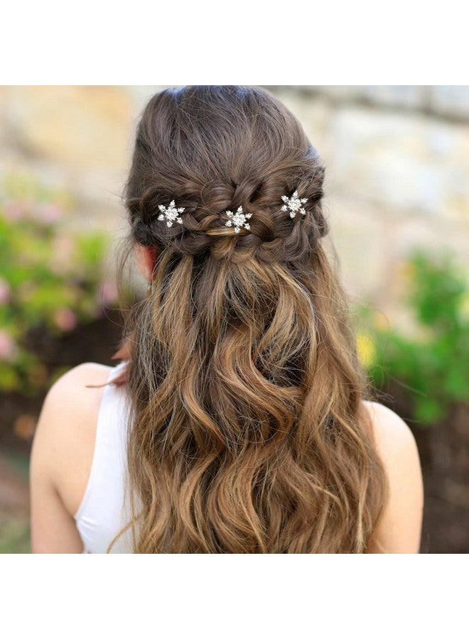 RUSTAMM 6 Pcs Christmas Hair Clips for Women and Girls Crystals Bobby Pins Snowflake Rhinestone Bridal U-Shape Hair Clips (Silver,Blue) - Image 2