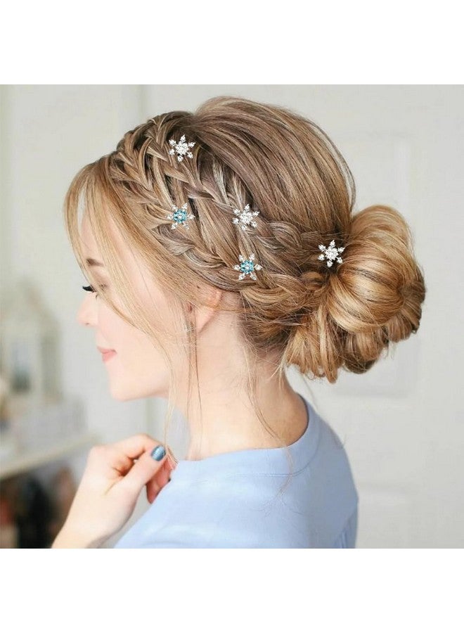 RUSTAMM 6 Pcs Christmas Hair Clips for Women and Girls Crystals Bobby Pins Snowflake Rhinestone Bridal U-Shape Hair Clips (Silver,Blue) - Image 4