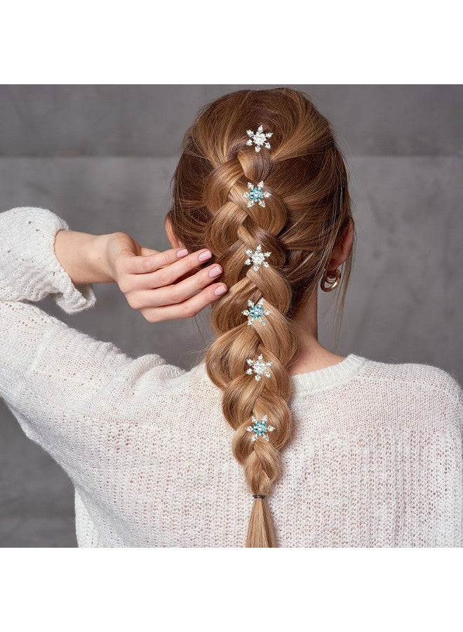 RUSTAMM 6 Pcs Christmas Hair Clips for Women and Girls Crystals Bobby Pins Snowflake Rhinestone Bridal U-Shape Hair Clips (Silver,Blue) - Image 3