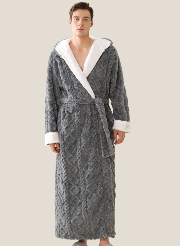 إسكدنيا جنس واحد الشتاء طويل سميكة مغطاة الشعاب المرجانية الصوف فستان ليلي رمادي - Image 1