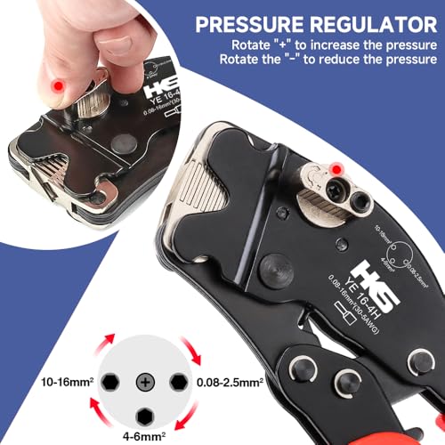 HKS Ferrule Crimping Tool AWG 30-5 - Fixable Range, Square Self-Adjusting Ratchet Crimper for End-Sleeves, Wire Ends Terimnals (Crimper 16-4H) - Image 3