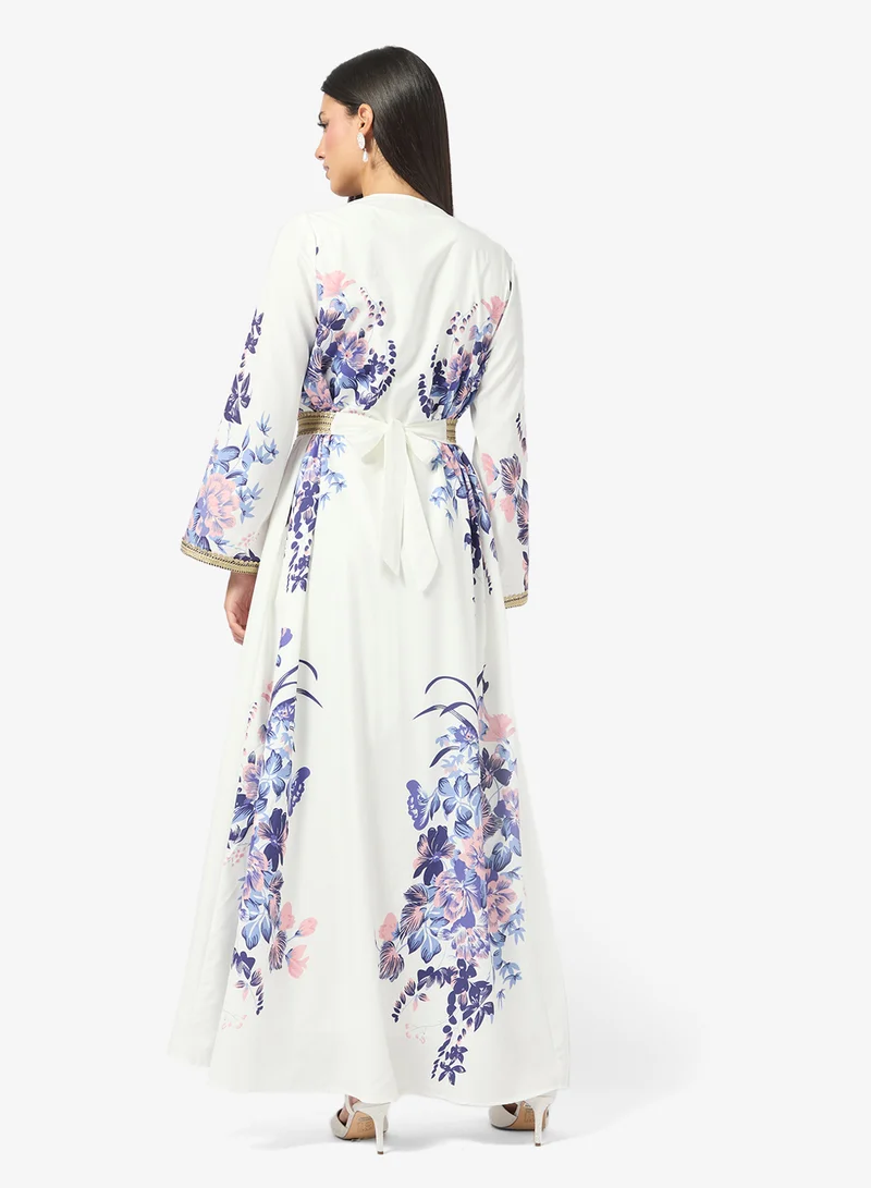 خزانة Printed Abaya With Inner Dress