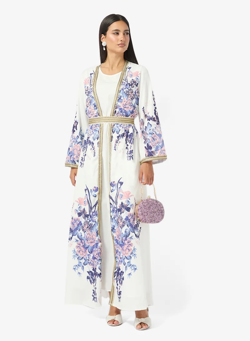 خزانة Printed Abaya With Inner Dress