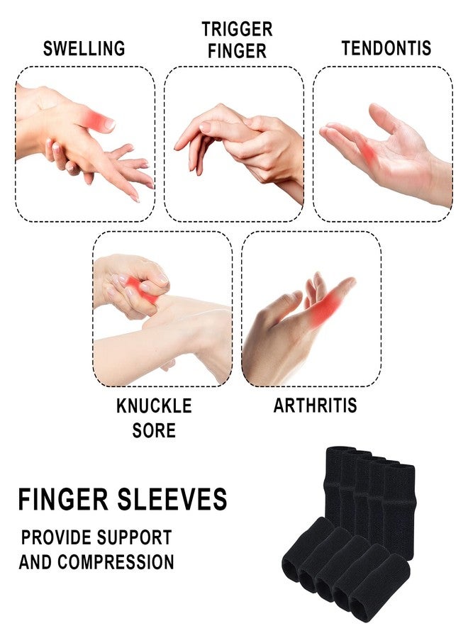 Yolev 10 Finger Splint Trigger Finger Splint Protectors Thumb Braces Support Elastic Finger Splint Compression Protector Braces for Relieving Pain Arthritis Aids - Image 4