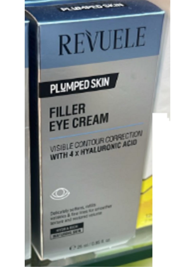 Revuele Plumped Skin Filler Eye Cream, designed for visible contour correction around the eyes with 4x Hyaluronic Acid