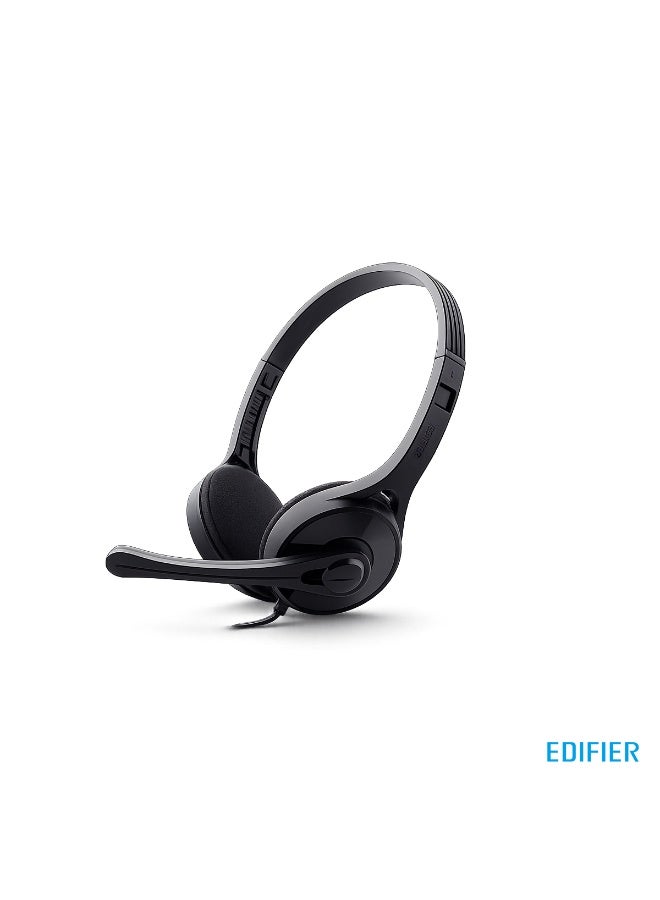 اديفير Wired Headset with Dual Soft Earpads, Over-Ear Headphones for Office, Meetings, Chat & Call Centers, Flexible Headband, Adjustable Microphone, Inline Volume Control, 2m Cable, 3.5mm Jack- Lightweight & Comfortable Fit - K550, Black Black - Image 1