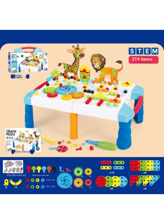 【المنتجات】 مع برغي مثقاب كهربائي لتجميع وتجميع مكعبات البناء أحجية الصور المقطوعة ألعاب تجميع ذكاء التعليم المبكر للأطفال - اللون: 219 مع دليل كهربائي إصدار فاخر مجمع لبنات البناء - Image 1