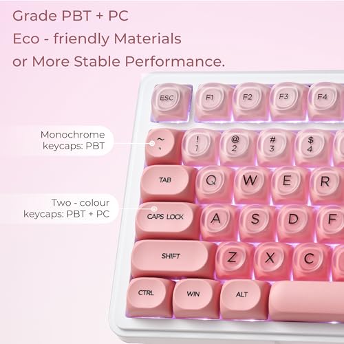 OHY Pink Keycaps, XVX HOA Profile Jelly KeyCap, 132-Key Cute Custom Keycap Set for Mechanical Keyboards with Cherry/Gateron MX Switches-Blush Pink（Only Keycaps） - Image 5