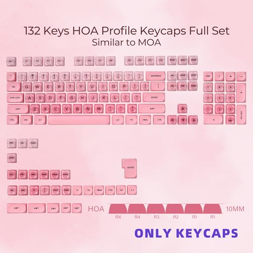 OHY Pink Keycaps, XVX HOA Profile Jelly KeyCap, 132-Key Cute Custom Keycap Set for Mechanical Keyboards with Cherry/Gateron MX Switches-Blush Pink（Only Keycaps） - Image 2