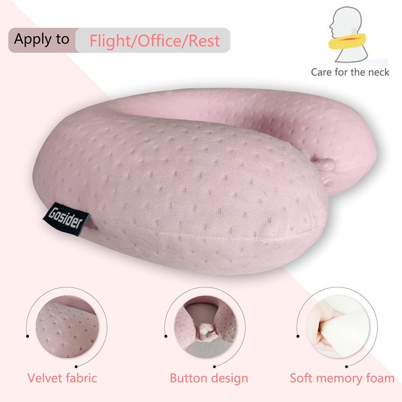 Gosider Neck Pillows for Sleeping Travel Pink Travel Pillow Comfortable U Shape Memory Foam Pillows Neck and Head Support Portable Travel Neck Pillow Suitable for Planes, Trains, Self-Driving Cars - Image 2