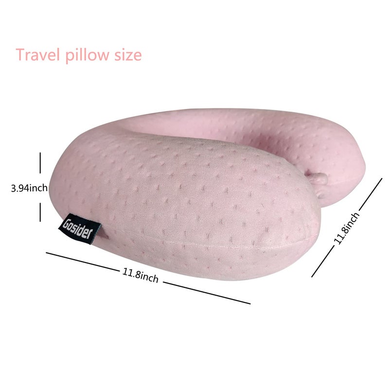 Gosider Neck Pillows for Sleeping Travel Pink Travel Pillow Comfortable U Shape Memory Foam Pillows Neck and Head Support Portable Travel Neck Pillow Suitable for Planes, Trains, Self-Driving Cars - Image 3