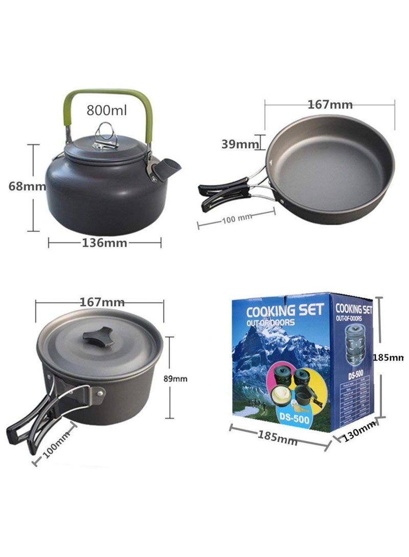 Festive Gallery 9Pcs Cookware Set Outdoor Camping Cooking Kit Portable Nonstick Lightweight Pans Cook Set with Bag - Image 2