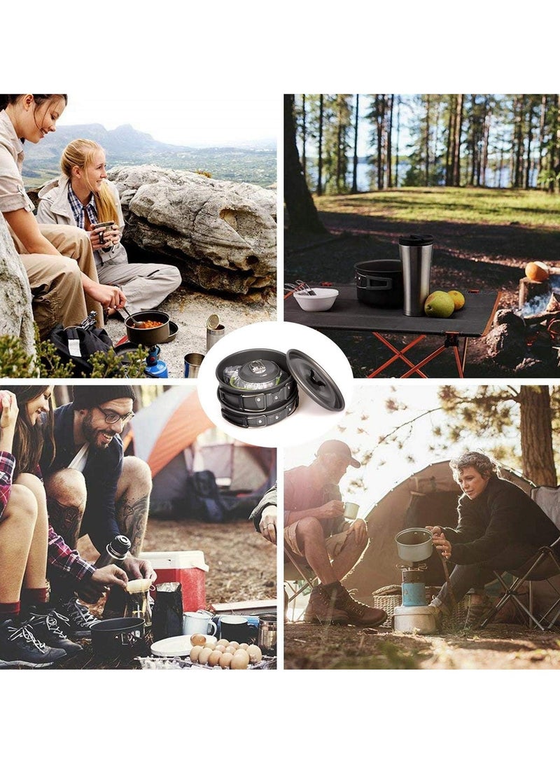 Festive Gallery 9Pcs Cookware Set Outdoor Camping Cooking Kit Portable Nonstick Lightweight Pans Cook Set with Bag - Image 4